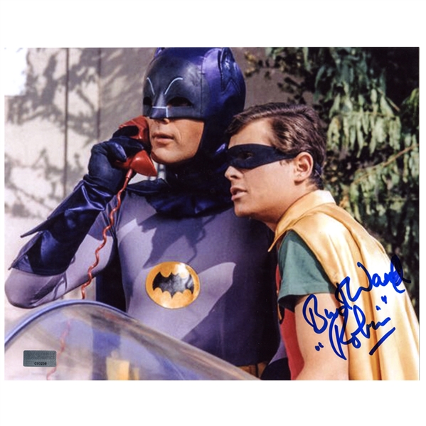 Burt Ward Autographed Batman Batphone 8x10 Photo with Robin Inscription