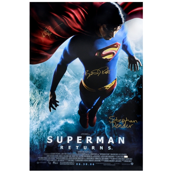 Brandon Routh, Kate Bosworth, Stephan Bender Autographed Superman Returns Original 27x40 Double-Sided Poster