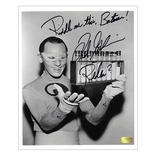Frank Gorshin Autographed 8×10 Riddler Test Tube Photo with Inscriptions