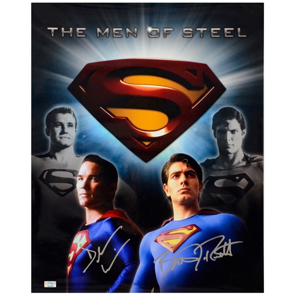 Brandon Routh and Dean Cain Autographed The Men of Steel 16x20 Photo