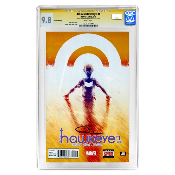 Jeremy Renner Autographed Marvel All-New Hawkeye #1 Second Printing CGC SS Signature Series 9.8 Comic