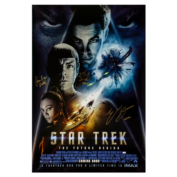 Zachary Quinto, Eric Bana, Simon Pegg Autographed 2009 Star Trek Original Double-Sided 27x40 Movie Poster