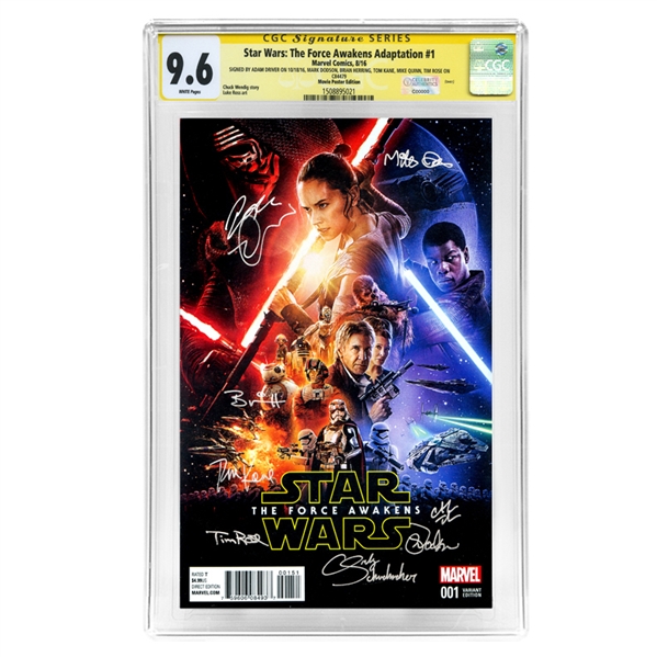 Star Wars: The Force Awakens Cast Autographed Star Wars: The Force Awakens Adaptation #1 CGC SS 9.6 Comic