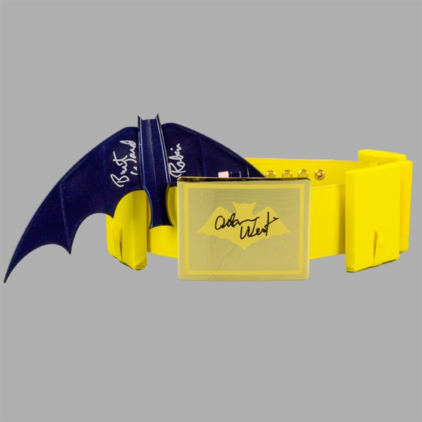 Adam West and Burt Ward Autographed 1:1 Scale Batman Utility Belt and Batarang Set