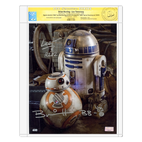 Brian Herring and Lee Towersey Autographed Star Wars: The Force Awakens Droids 8×10 Photo *CGC Signature Series