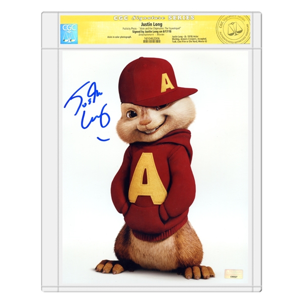 Justin Long Autographed Alvin 8x10 Photo * CGC Signature Series