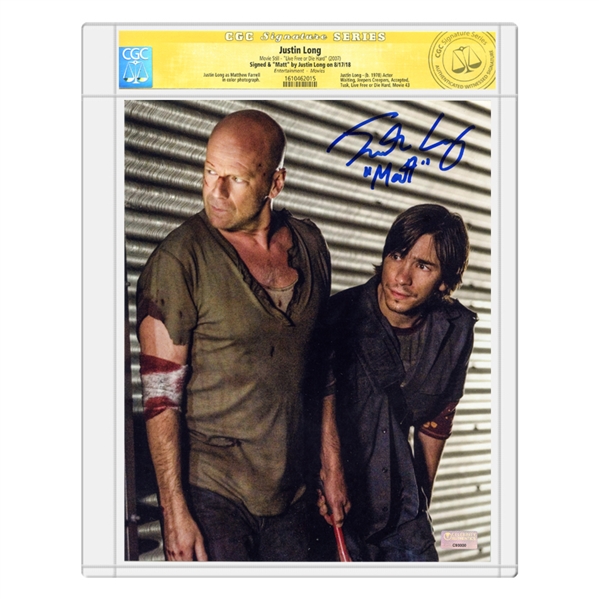 Justin Long Autographed Live Free or die Hard 8x10 Photo *CGC Signature Series