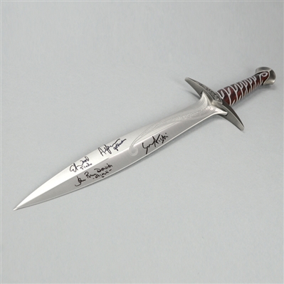  Elijah Wood, Andy Serkis, John Rhys-Davies, Sean Astin Lord of the Rings Cast Autographed Frodo Baggins Sting Sword