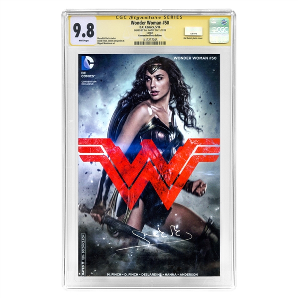 Gal Gadot Autographed 2016 Wonder Woman #50 Photo Variant CGC Signature Series 9.8 Comic