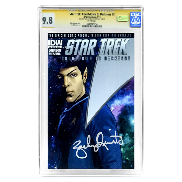 Zachary Quinto Autographed 2013 Star Trek: Countdown to Darkness #3 CGC Signature Series 9.8