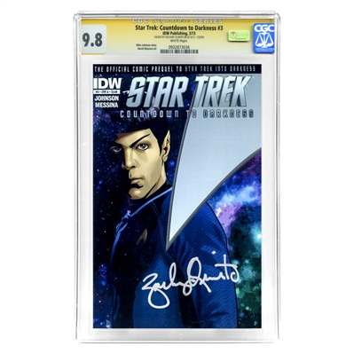 Zachary Quinto Autographed 2013 Star Trek: Countdown to Darkness #3 CGC Signature Series 9.8