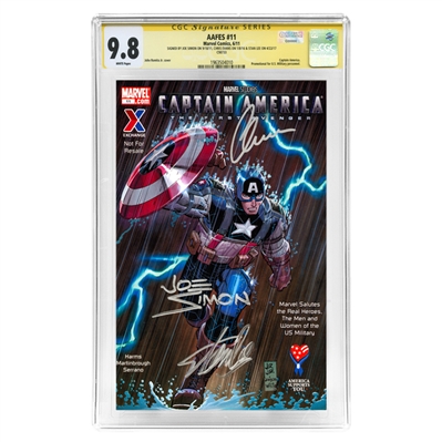 Chris Evans, Stan Lee, Joe Simon Autographed 2011 Captain America The First Avenger AAFES #11 CGC SS 9.8 * RARE MILITARY VARIANT AND 1of 1! 