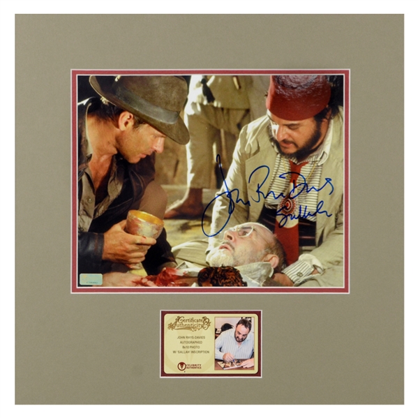 John Rhys Davies Autographed 8×10 Indiana Jones and the Last Crusade Matted Photo w/Sallah Inscription