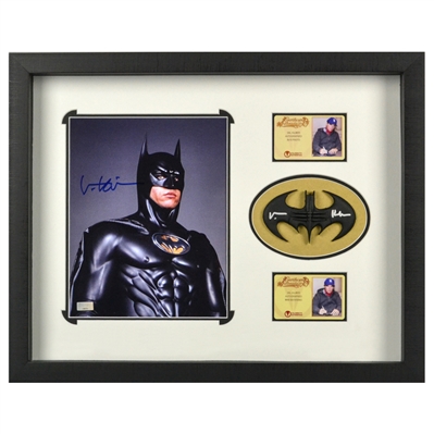 Val Kilmer Autographed Batman Forever Mini Batarang and Batman 8x10 Studio Framed Display Set 