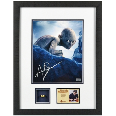 Andy Serkis Autographed Lord of the Rings Gollum 8x10 Framed Photo with Special Edition Lord of The Rings Engraved Collectors Ring