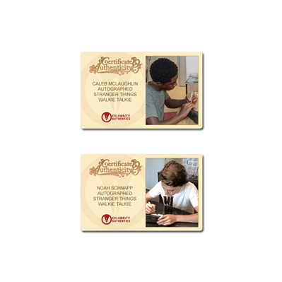 Finn Wolfhard, David Harbour, Noah Schnapp, Gaten Matarazzo, Caleb McLaughlin Autographed Stranger Things Realistic Walkie Talkie