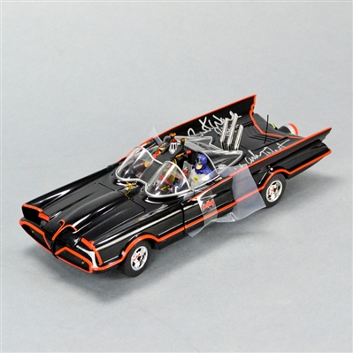 Adam West, Burt Ward Autographed 1:18 Scale Die-Cast Elite Batmobile with Batman & Robin Figures