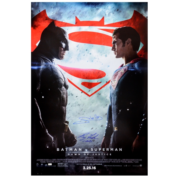 Gal Gadot, Ray Fisher Autographed Original Batman v Superman 27x40 Double-Sided Movie Poster