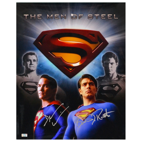 Brandon Routh and Dean Cain Autographed The Men of Steel 16x20 Photo