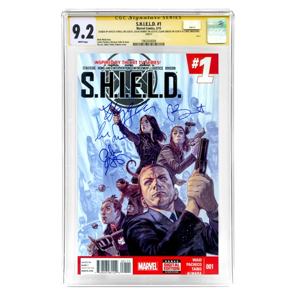 Clark Gregg, Cobie Smulders, Chloe Bennet and Hayley Atwell Autographed SHIELD #1 CGC Signature Series 9.2 Comic