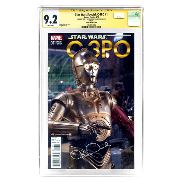 Anthony Daniels Autographed 2016 Star Wars Special: C-3PO #1 CGC SS 9.2 Photo Variant Cover W/ C-3PO Inscription