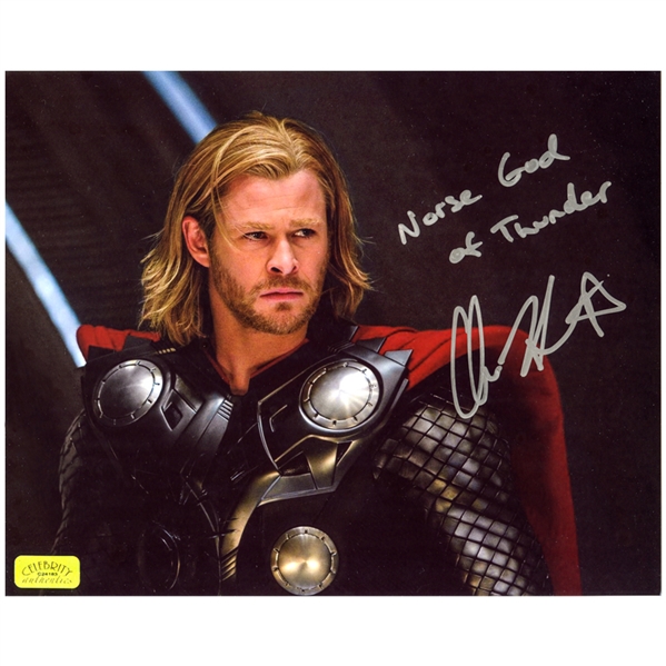 Chris Hemsworth Autographed 8×10 Thor Movie Scene Photo
