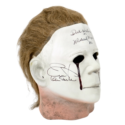 Jamie Lee Curtis, John Carpenter, Dick Warlock Autographed Halloween II 1:1 Scale Prop Replica Bloody Michael Myers Mask