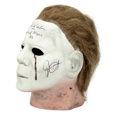 Jamie Lee Curtis, John Carpenter, Dick Warlock Autographed Halloween II 1:1 Scale Prop Replica Bloody Michael Myers Mask