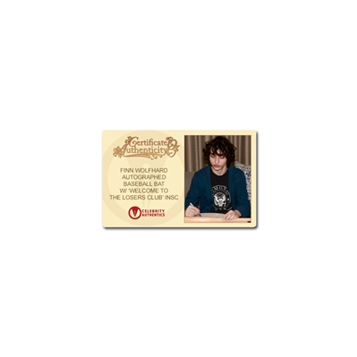 Finn Wolfhard Autographed IT Prop Replica Baseball Bat with 'Welcome to the Losers Club' Inscription
