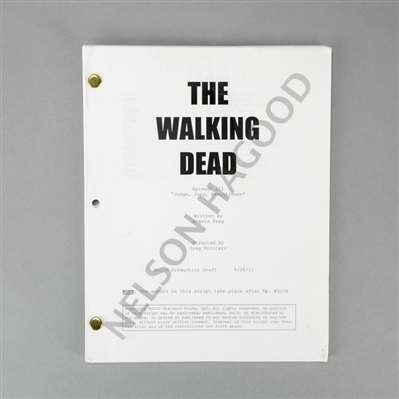 The Walking Dead Episode #211 'Judge, Jury, Executioner' 2 Production Draft Scripts with Production/Shooting Schedules and Reference Photos *Features the Death of Dale 