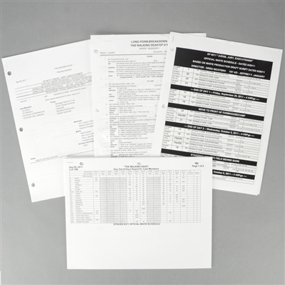 The Walking Dead Episode #211 'Judge, Jury, Executioner' 2 Production Draft Scripts with Production/Shooting Schedules and Reference Photos *Features the Death of Dale 
