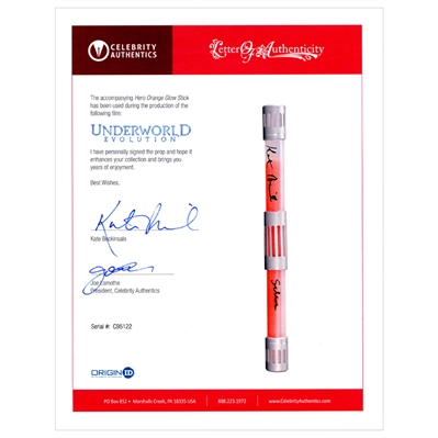 Kate Beckinsale Autographed 2006 Underworld Evolution Screen Used Safe House Translucent Glow Stick with Beckinsale Signed Letter of Authenticity