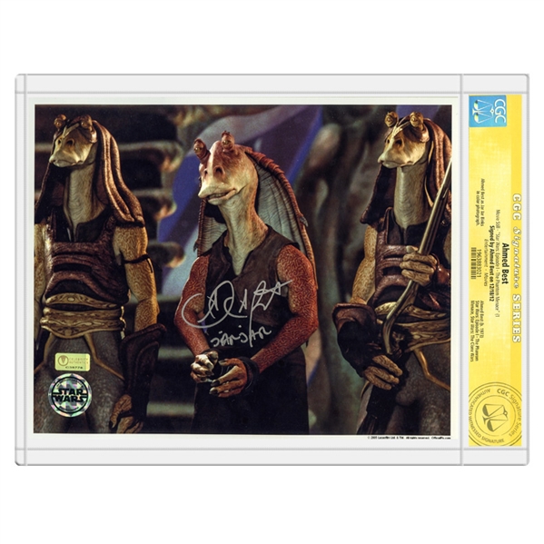 Ahmed Best Autographed 1999 Star Wars Episode I The Phantom Menace Jar Jar Binks Prisoner 8x10 Photo * CGC Signature Series