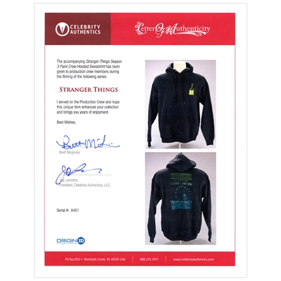 Stranger Things Season 3 Paint Crew Production Crew Hooded Sweatshirt * Direct from the Set!