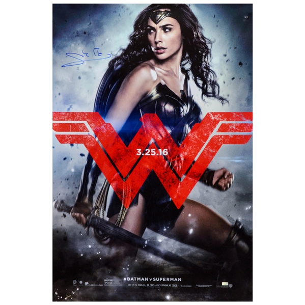 Gal Gadot Autographed 2016 Batman vs Superman Wonder Woman Original 27x40 Double-Sided Movie Poster