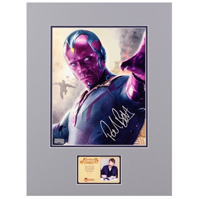 Paul Bettany Autographed 2015 Avengers Age of Ultron Vision 8x10 Matted Photo