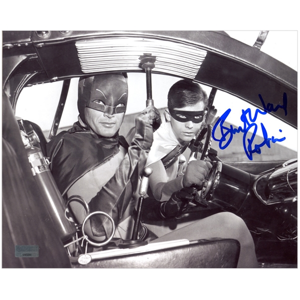 Burt Ward Autographed 1966 Batman and Robin Black and White 8×10 Scene Photo