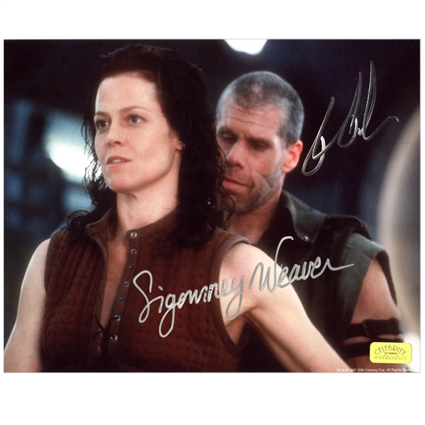 Sigourney Weaver and Ron Perlman Autographed 8×10 Alien Resurrection Ripley and Johner Photo