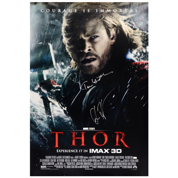 Chris Hemsworth and Tom Hiddleston Autographed Thor 27x40 Original Imax Double-Sided Movie Poster