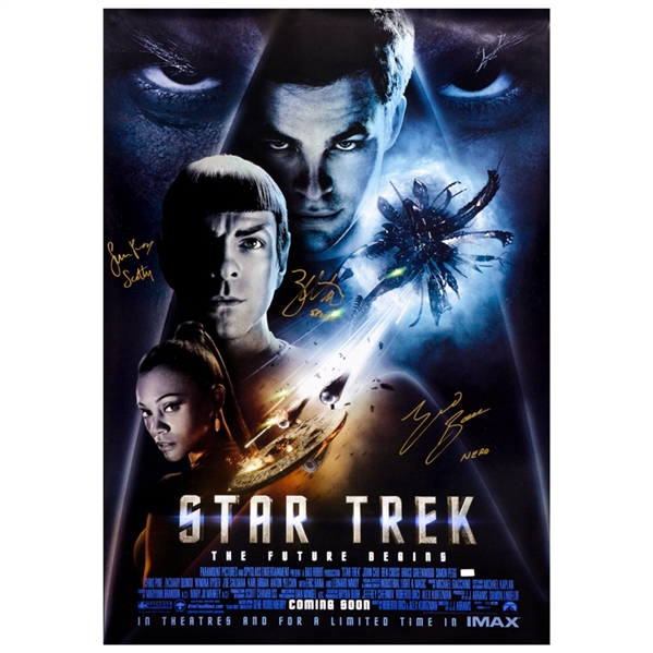 Zachary Quinto, Eric Bana, Simon Pegg Autographed 2009 Star Trek Original Double-Sided 27x40 Movie Poster