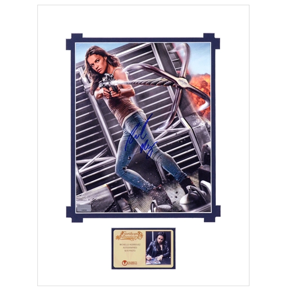 Michelle Rodriguez Autographed Universal Studios Fast and Furious Ride 8×10 Matted Photo