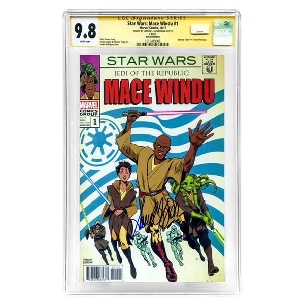 Samuel L. Jackson Autographed 2017 Star Wars Mace Windu #1 Variant Cover CGC SS 9.8 Mint