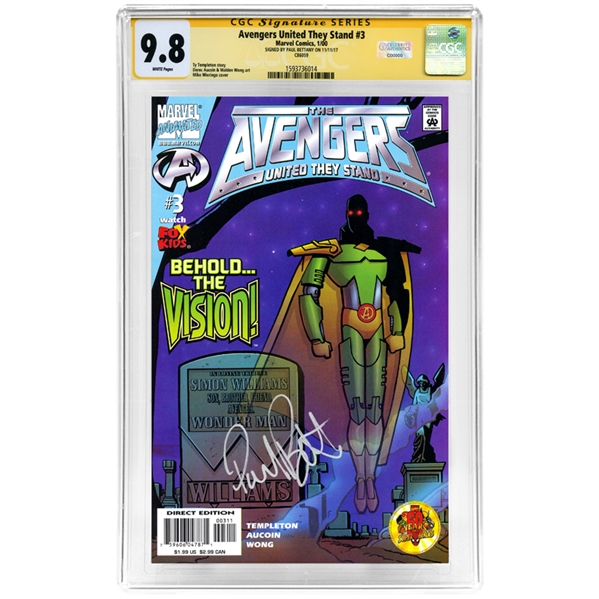 Paul Bettany Autographed 2000 Avengers United They Stand #3 CGC Signature Series 9.8 Mint