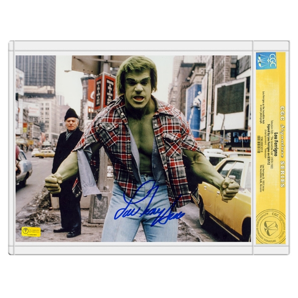 Lou Ferrigno Autographed 8×10 The Incredible Hulk Times Square Photo * CGC Signature Series
