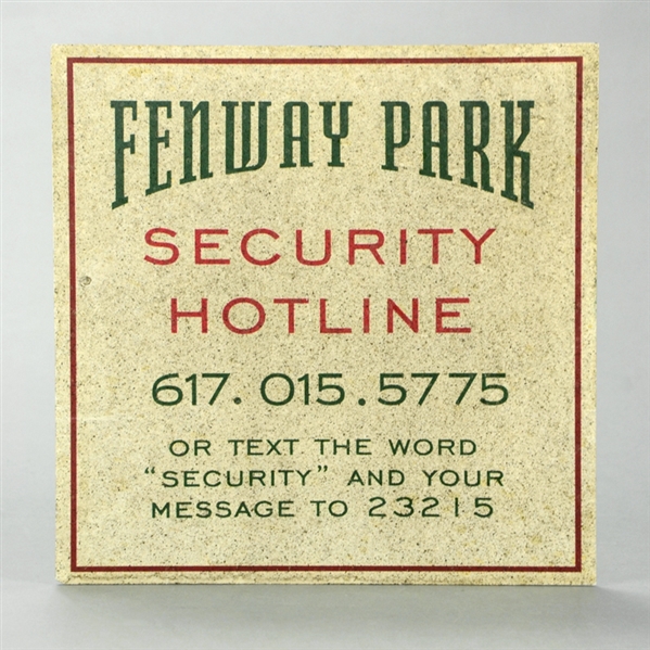 Godzilla: King of the Monsters Production Used Fenway Park 10x10 Security Hotline Sign 