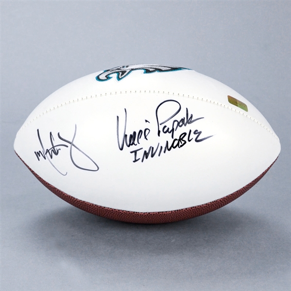 Mark Wahlberg, Vince Papale Autographed White Eagles Logo Football