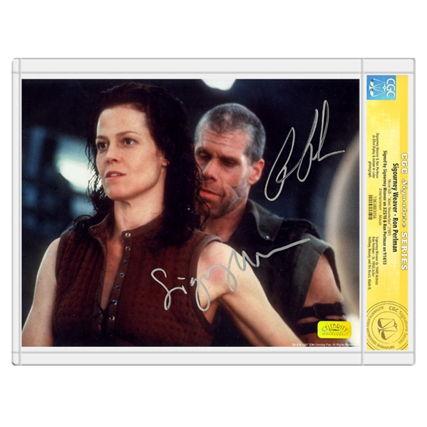 Sigourney Weaver and Ron Perlman Autographed 8×10 Alien Resurrection Ripley and Johner Photo *CGC Signature Series
