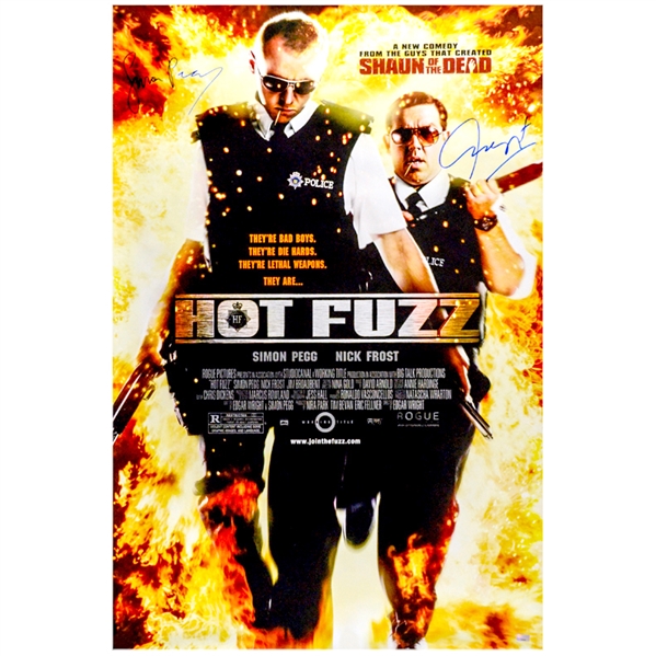 Simon Pegg Nick Frost Autographed 2007 Hot Fuzz Original 27x40 Double-Sided Movie Poster