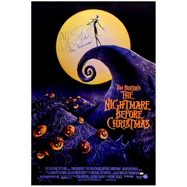 Chris Sarandon Autographed 1993 The Nightmare Before Christmas Original 27x40 Double-Sided Movie Poster with Jack Skellington Inscription  