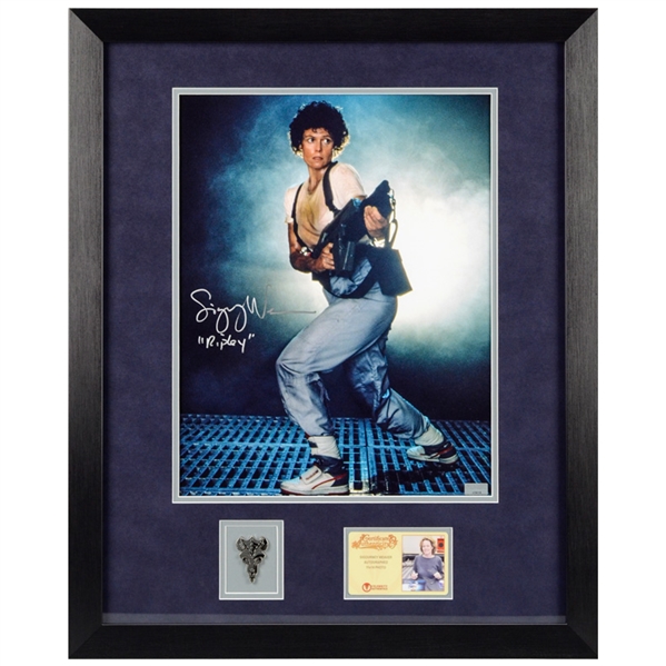 Sigourney Weaver Autographed Aliens Lt. Ellen Ripley 11x14 Framed Photo with Special Edition Aliens Pin